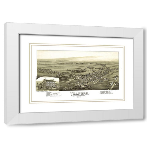 Telford Pennsylvania - Fowler 1894 White Modern Wood Framed Art Print with Double Matting by Fowler