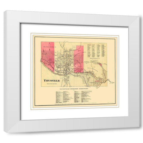 Titusville Pennsylvania Landowner - Beers 1865 White Modern Wood Framed Art Print with Double Matting by Beers