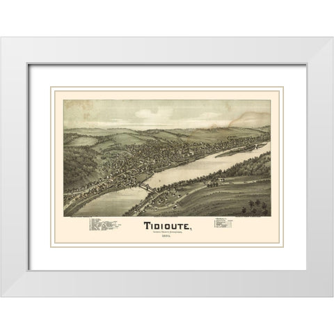 Tidioute Pennsylvania - Fowler 1896 White Modern Wood Framed Art Print with Double Matting by Fowler