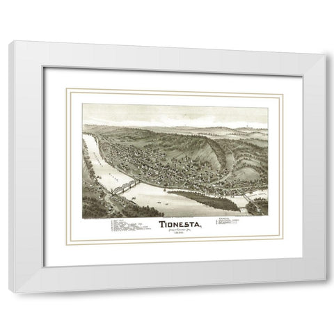 Tionesta Pennsylvania - Fowler 1896 White Modern Wood Framed Art Print with Double Matting by Fowler