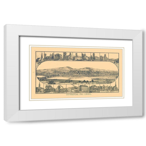 Towanda Pennsylvania - Crawford 1880 White Modern Wood Framed Art Print with Double Matting by Crawford