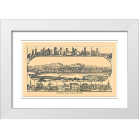 Towanda Pennsylvania - Crawford 1880 White Modern Wood Framed Art Print with Double Matting by Crawford