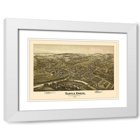 Turtle Creek Pennsylvania - Fowler 1897 White Modern Wood Framed Art Print with Double Matting by Fowler