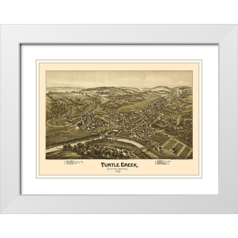 Turtle Creek Pennsylvania - Fowler 1897 White Modern Wood Framed Art Print with Double Matting by Fowler