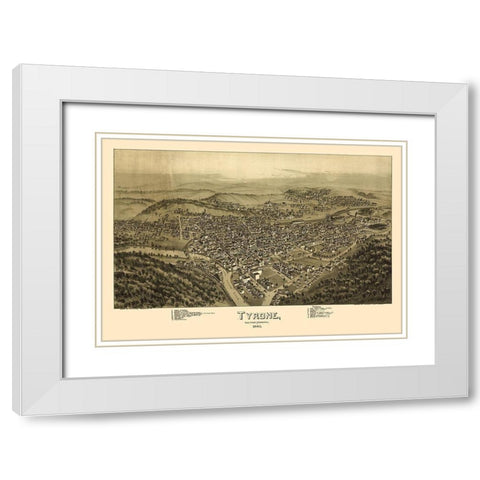 Tyrone Pennsylvania - Fowler 1895 White Modern Wood Framed Art Print with Double Matting by Fowler