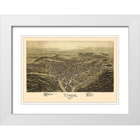 Tyrone Pennsylvania - Fowler 1895 White Modern Wood Framed Art Print with Double Matting by Fowler