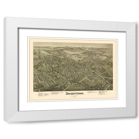 Uniontown Pennsylvania - Fowler 1897 White Modern Wood Framed Art Print with Double Matting by Fowler