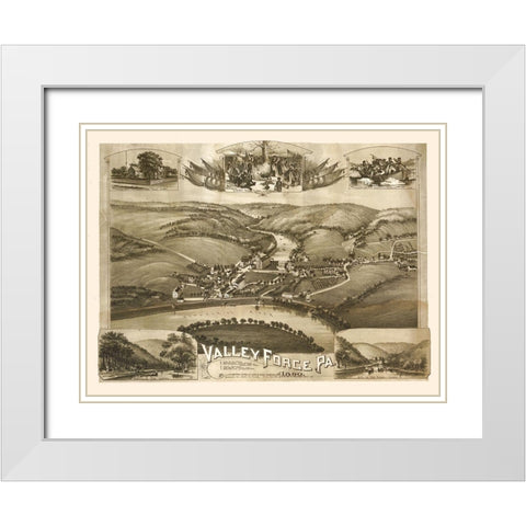 Valley Forge Pennsylvania - Moyer 1890 White Modern Wood Framed Art Print with Double Matting by Moyer