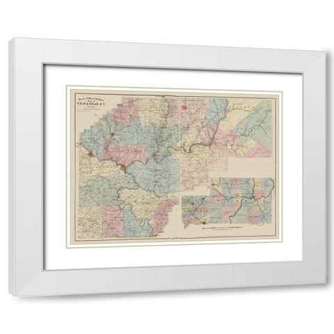 Venango County Pennsylvania - Beers 1865 White Modern Wood Framed Art Print with Double Matting by Beers