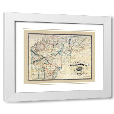 Venango County Pennsylvania - Irwin 1857 White Modern Wood Framed Art Print with Double Matting by Irwin