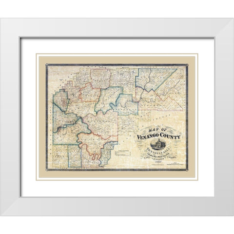 Venango County Pennsylvania - Irwin 1857 White Modern Wood Framed Art Print with Double Matting by Irwin