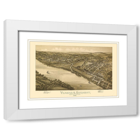 Verona Oakmont Pennsylvania - Fowler 1896 White Modern Wood Framed Art Print with Double Matting by Fowler