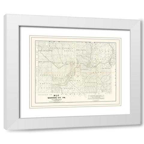 Warren County Pennsylvania - Wheelock 1889 White Modern Wood Framed Art Print with Double Matting by Wheeler