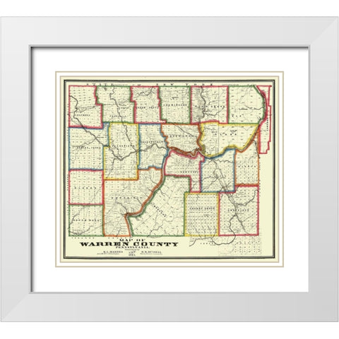 Warren County Pennsylvania - Barnes 1865 White Modern Wood Framed Art Print with Double Matting by Barnes
