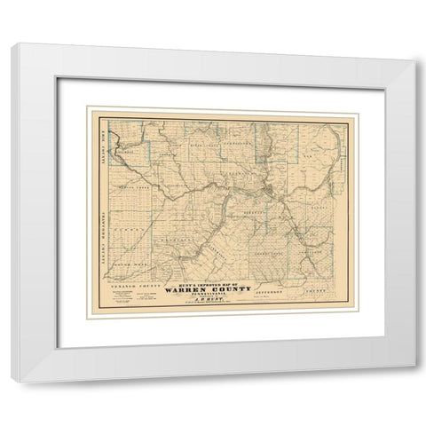 Warren County Pennsylvania - Hunt 1865 White Modern Wood Framed Art Print with Double Matting by Hunt