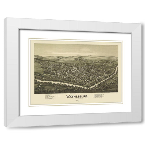 Waynesburg Pennsylvania - Fowler 1897 White Modern Wood Framed Art Print with Double Matting by Fowler