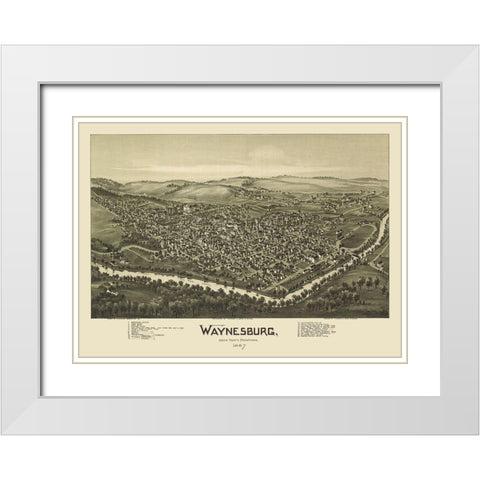 Waynesburg Pennsylvania - Fowler 1897 White Modern Wood Framed Art Print with Double Matting by Fowler