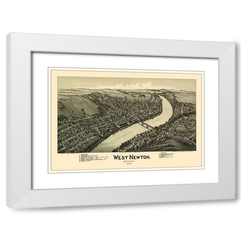 West Newton Pennsylvania - Fowler 1900 White Modern Wood Framed Art Print with Double Matting by Fowler
