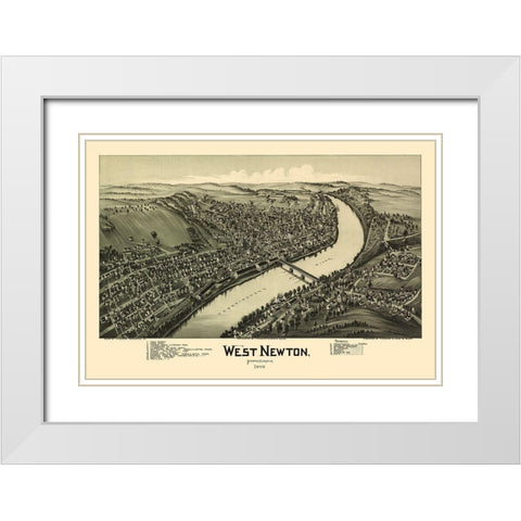 West Newton Pennsylvania - Fowler 1900 White Modern Wood Framed Art Print with Double Matting by Fowler