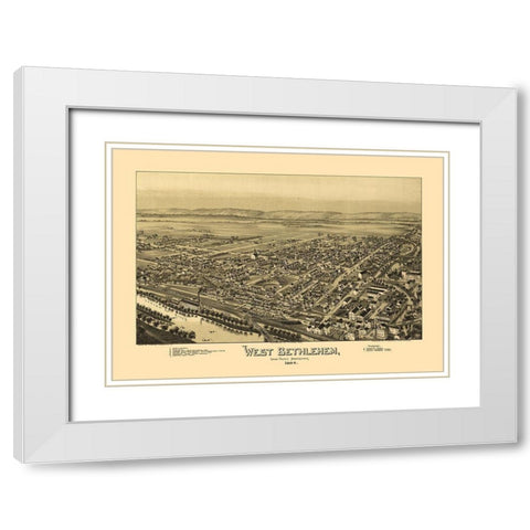 West Bethlehem Pennsylvania - Fowler 1894 White Modern Wood Framed Art Print with Double Matting by Fowler