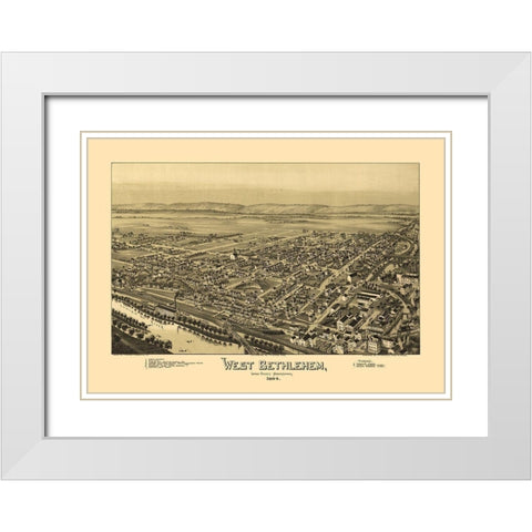 West Bethlehem Pennsylvania - Fowler 1894 White Modern Wood Framed Art Print with Double Matting by Fowler