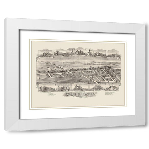Wernersville Pennsylvania - Fowler 1898 White Modern Wood Framed Art Print with Double Matting by Fowler