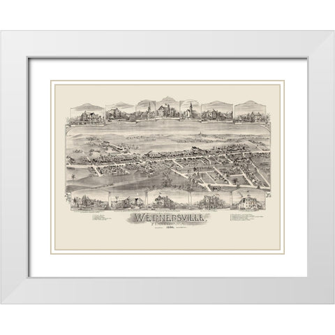 Wernersville Pennsylvania - Fowler 1898 White Modern Wood Framed Art Print with Double Matting by Fowler
