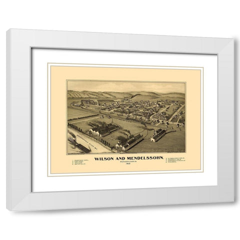 Wilson Mendelssohn Pennsylvania- Fowler 1902 White Modern Wood Framed Art Print with Double Matting by Fowler