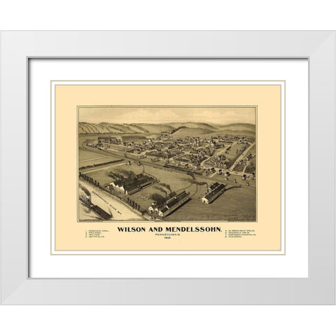 Wilson Mendelssohn Pennsylvania- Fowler 1902 White Modern Wood Framed Art Print with Double Matting by Fowler