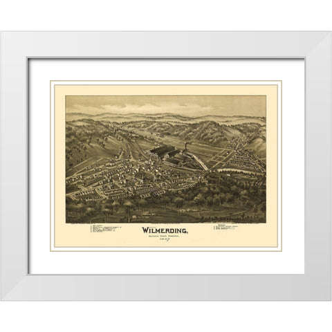 Wilmerding Pennsylvania - Moyer 1897 White Modern Wood Framed Art Print with Double Matting by Fowler