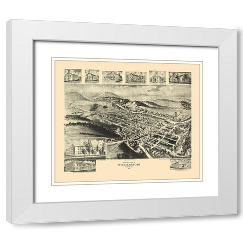 Williamsburg Pennsylvania - Fowler 1906 White Modern Wood Framed Art Print with Double Matting by Fowler