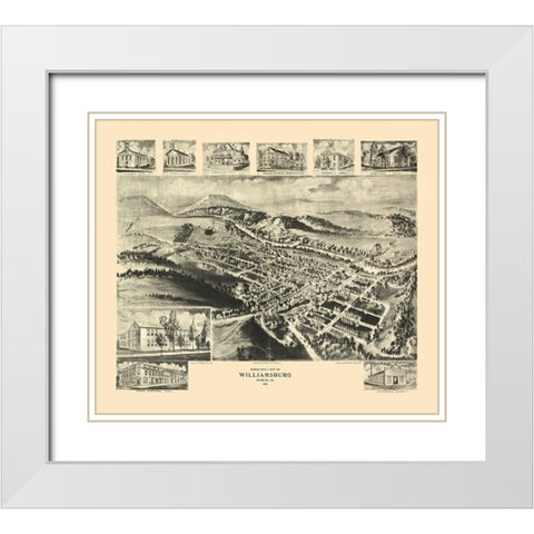 Williamsburg Pennsylvania - Fowler 1906 White Modern Wood Framed Art Print with Double Matting by Fowler