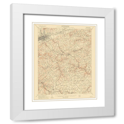 York Pennsylvania Quad - USGS 1910 White Modern Wood Framed Art Print with Double Matting by USGS