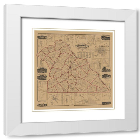York County Pennsylvania - Shearer 1860 White Modern Wood Framed Art Print with Double Matting by Shearer