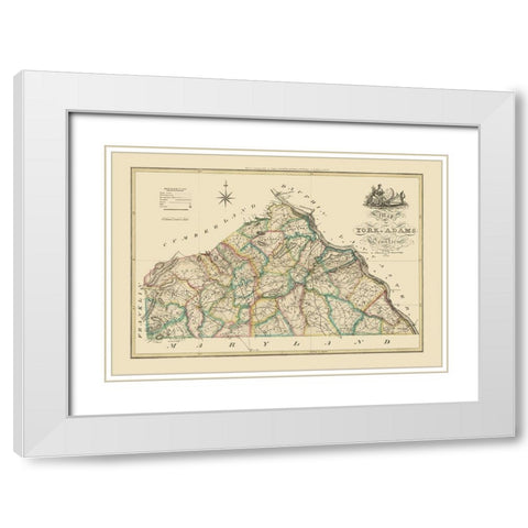 York County Pennsylvania - Wagner 1821 White Modern Wood Framed Art Print with Double Matting by Wagner