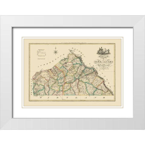 York County Pennsylvania - Wagner 1821 White Modern Wood Framed Art Print with Double Matting by Wagner