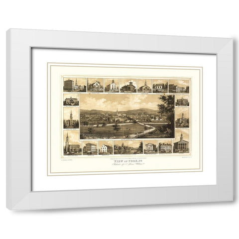 York Pennsylvania - Williams 1852 White Modern Wood Framed Art Print with Double Matting by Williams