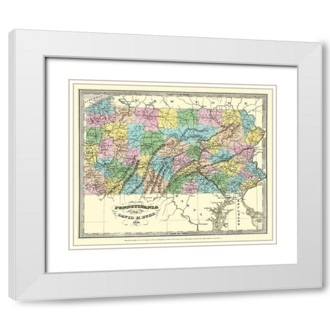 Pennsylvania - Burr 1834 White Modern Wood Framed Art Print with Double Matting by Burr