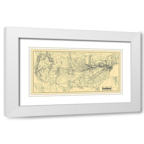 Pennsylvania Railroad and Connections 1889 White Modern Wood Framed Art Print with Double Matting by Patterson