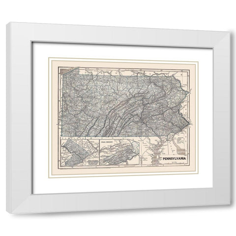 Pennsylvania - Morse 1845 White Modern Wood Framed Art Print with Double Matting by Morse