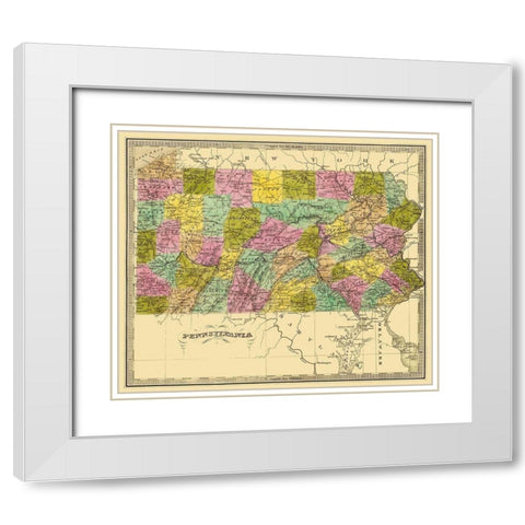 Pennsylvania - Greenleaf 1840 White Modern Wood Framed Art Print with Double Matting by Greenleaf