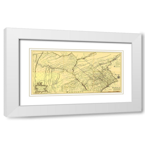 Pennsylvania Province - Jefferys 1759 White Modern Wood Framed Art Print with Double Matting by Jefferys