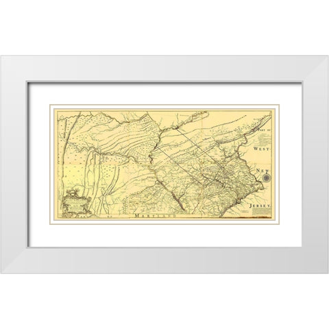 Pennsylvania Province - Jefferys 1759 White Modern Wood Framed Art Print with Double Matting by Jefferys
