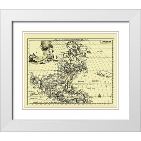 North America - 1750 White Modern Wood Framed Art Print with Double Matting by Unknown