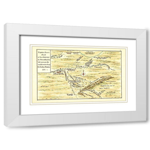 Captain Snows Sketch of Country - Snow 1754 White Modern Wood Framed Art Print with Double Matting by Snow