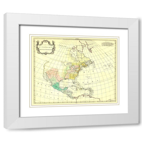 North America - 1754 White Modern Wood Framed Art Print with Double Matting by Unknown