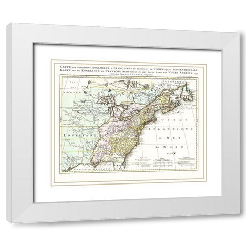 English French Possessions North America White Modern Wood Framed Art Print with Double Matting by Ottens