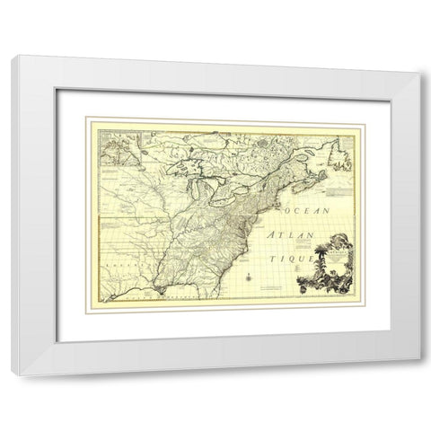 America with French English Establishments - 1756 White Modern Wood Framed Art Print with Double Matting by Unknown