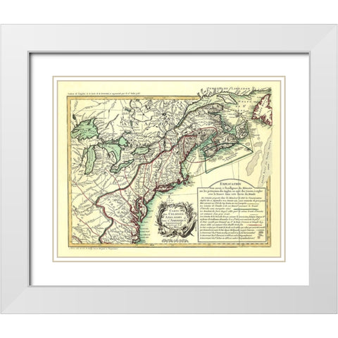 English Colonies in North America - Overton 1756 White Modern Wood Framed Art Print with Double Matting by Overton