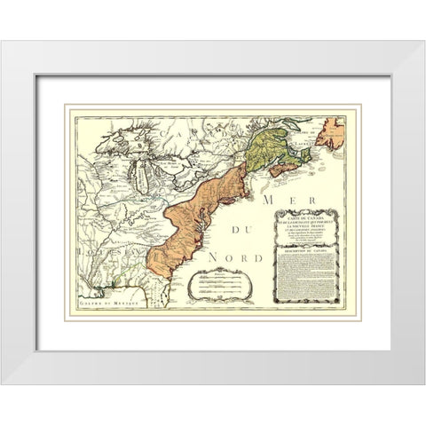 Canada Louisiana New France with English White Modern Wood Framed Art Print with Double Matting by Nolin